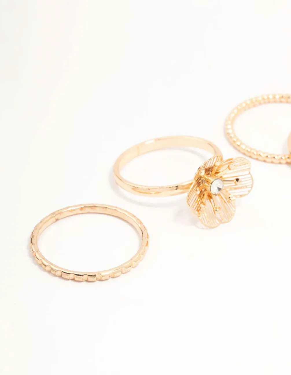 Gold Diamante Wire Flower Rings 3-Pack sold by lovisa product image thumbnail 2