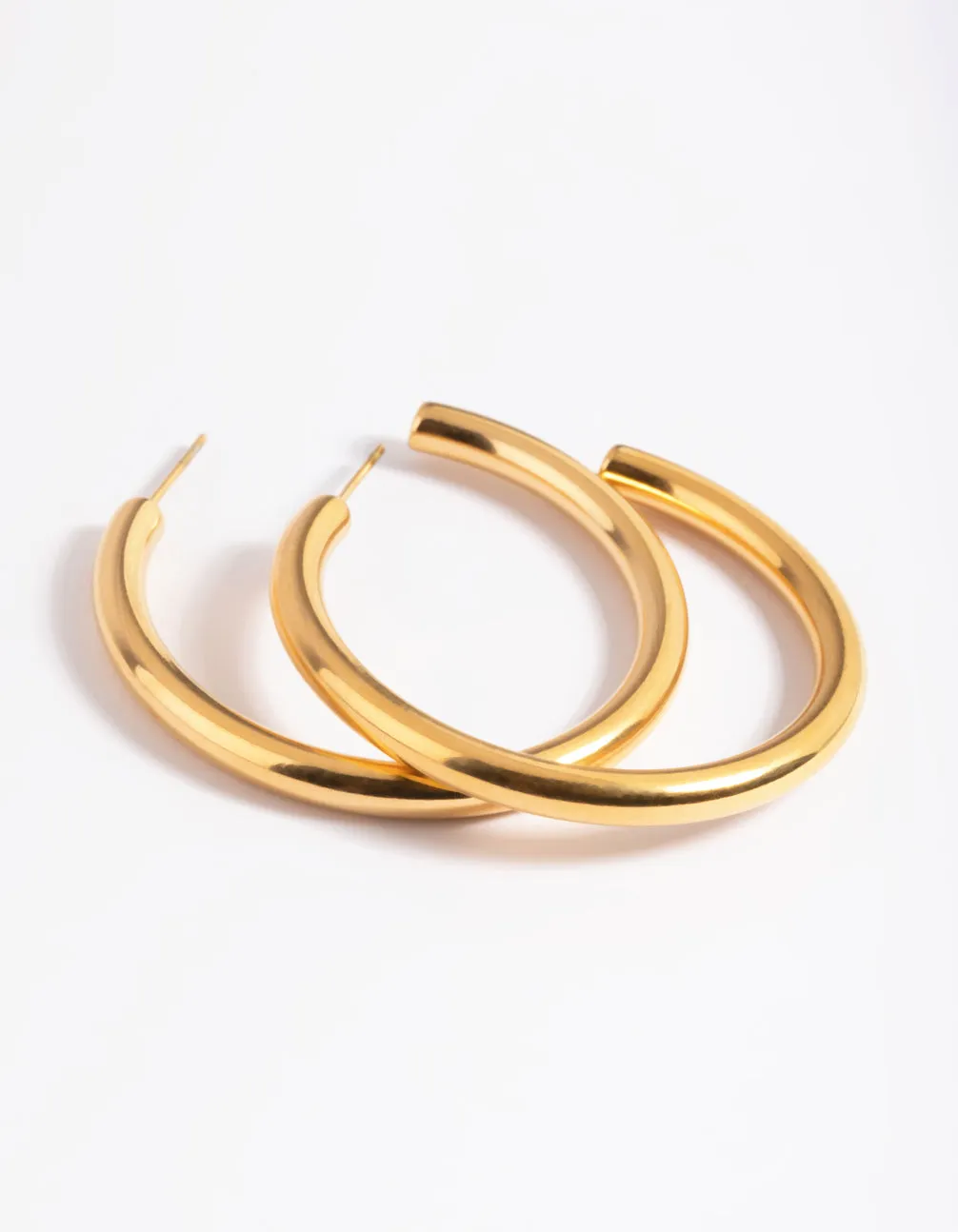 Waterproof Gold Plated Stainless Steel Chunky Medium Hoop Earrings sold by lovisa product image thumbnail 4