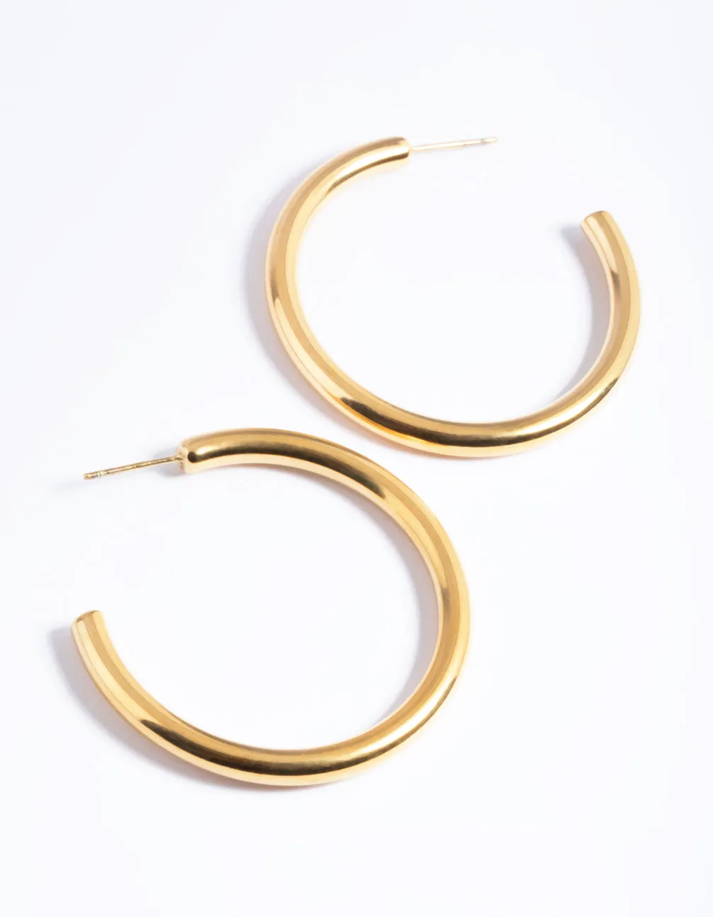 Waterproof Gold Plated Stainless Steel Chunky Medium Hoop Earrings sold by lovisa