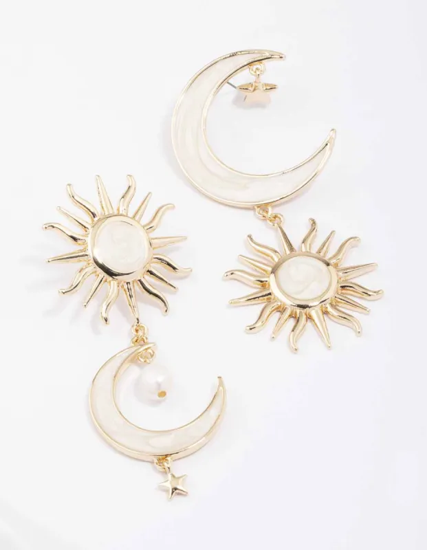 Gold Celestial Marble Drop Earrings made by lovisa