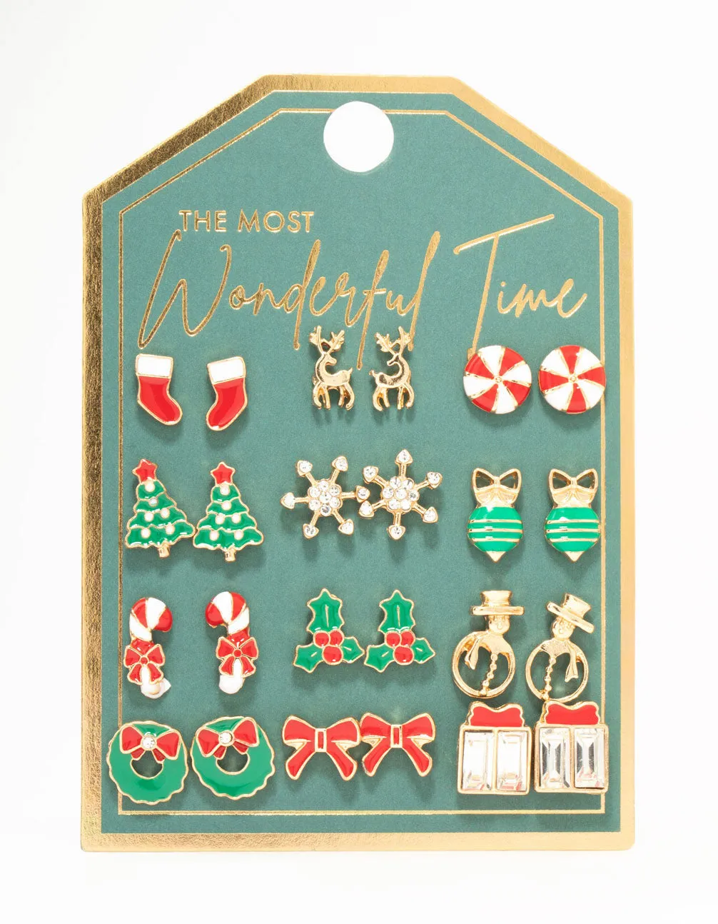 Candy Cane & Bow Gold Earrings 12-Pack sold by lovisa product image thumbnail 3