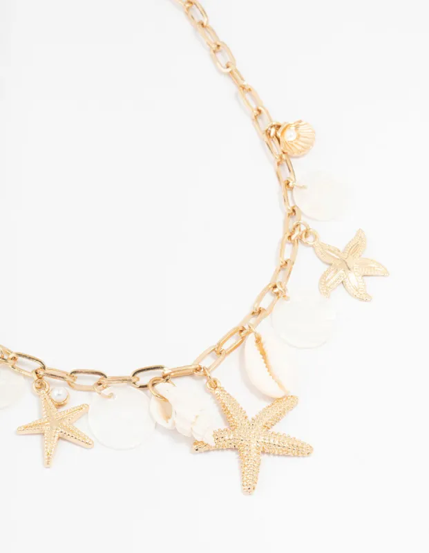 Gold Plated Genuine Shell & Stone Charm Necklace sold by lovisa
