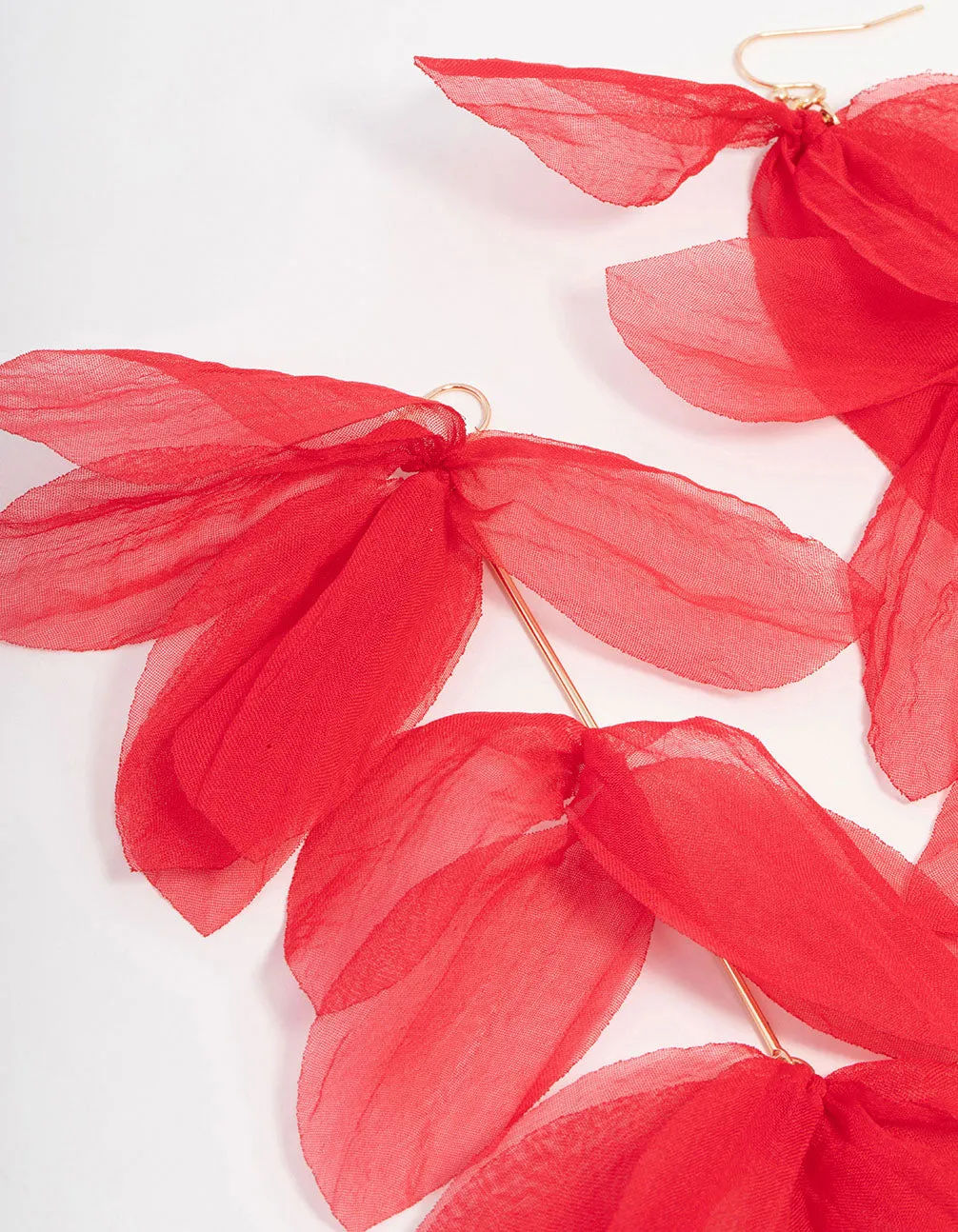 Red Chiffon Fabric Petal Leaf Drop Earrings sold by lovisa product image thumbnail 2