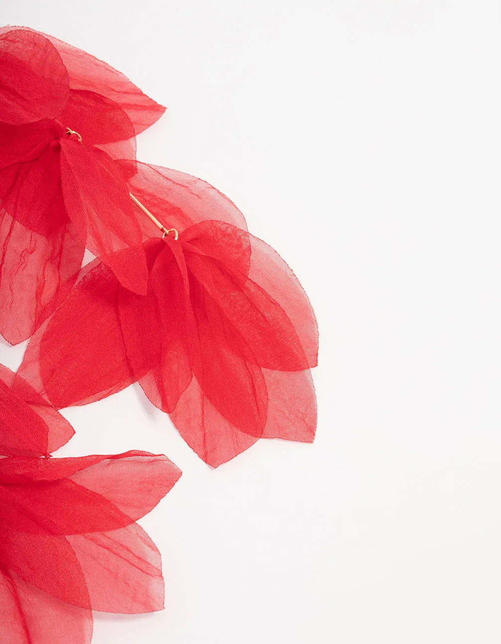 Red Chiffon Fabric Petal Leaf Drop Earrings sold by lovisa product image thumbnail 3