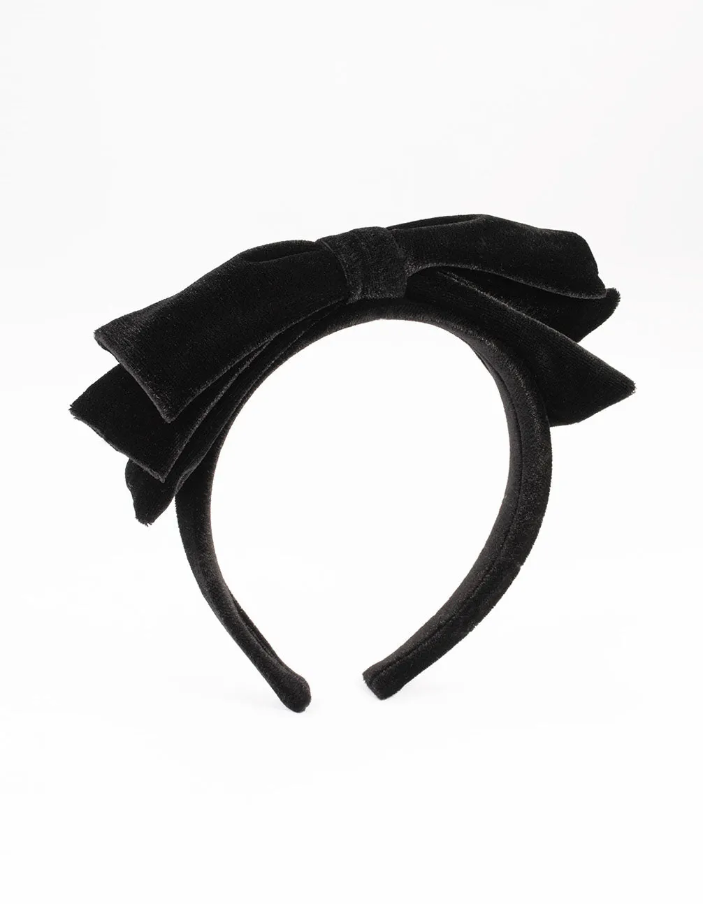 Black Velvet Fabric Large Bow Headband sold by lovisa