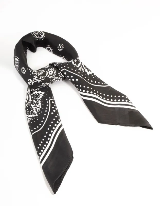 Classic Black  Fabric Paisley Scarf sold by lovisa