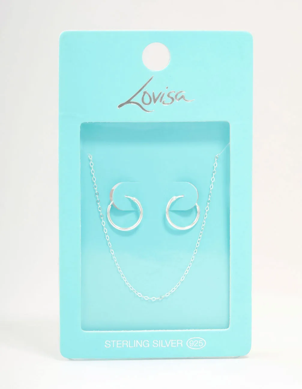 Sterling Silver Chain Necklace & Hoop Earrings Set sold by lovisa product image thumbnail 3