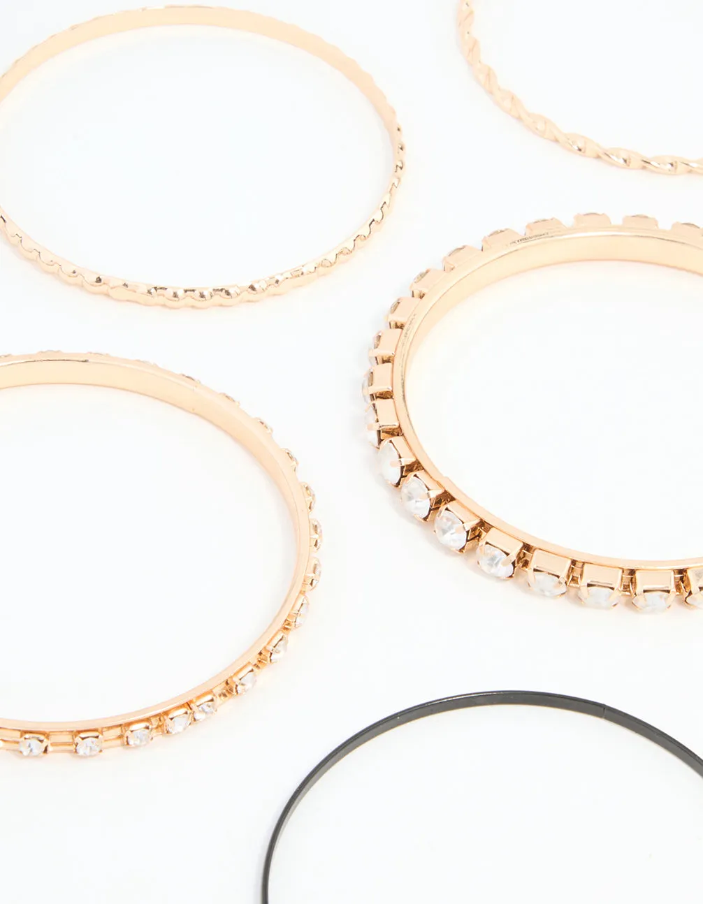 Gold Diamante, Hammered &Twisted Bangles 7-Pack sold by lovisa product image thumbnail 2