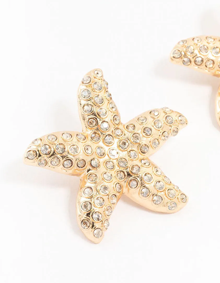 Large Diamante Starfish Stud Earrings sold by lovisa product image thumbnail 2