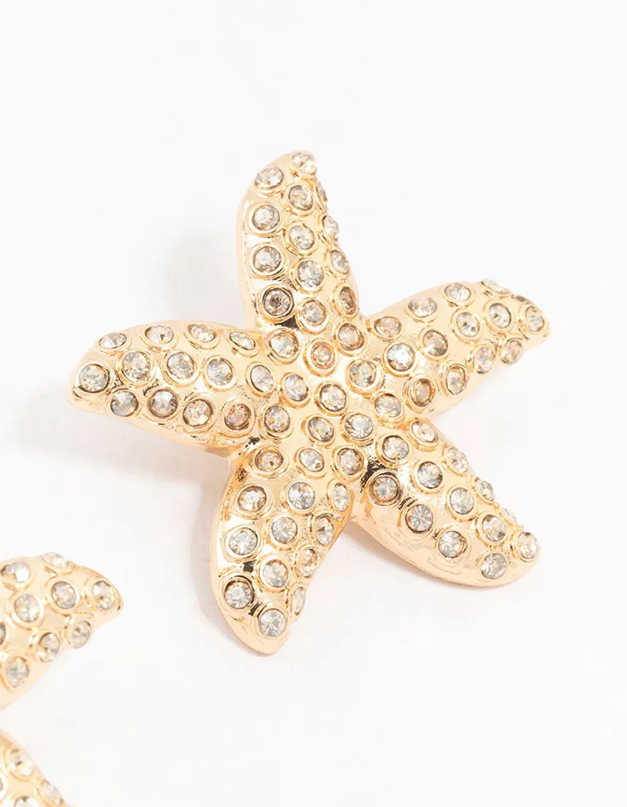 Large Diamante Starfish Stud Earrings sold by lovisa product image thumbnail 3