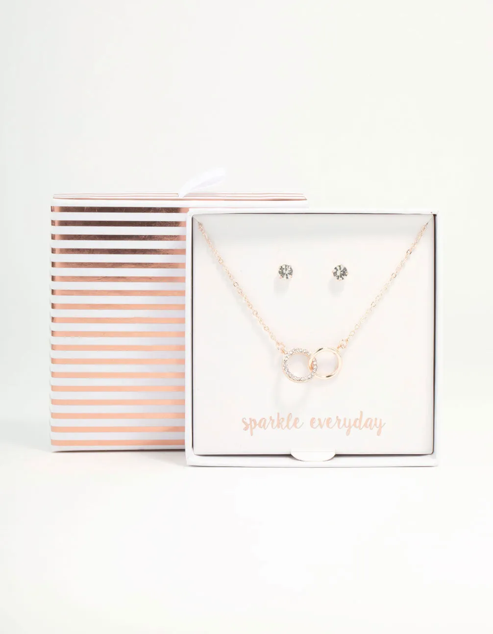 Rose Gold Linked Circle Necklaces & Stud Earrings Set sold by lovisa product image thumbnail 3