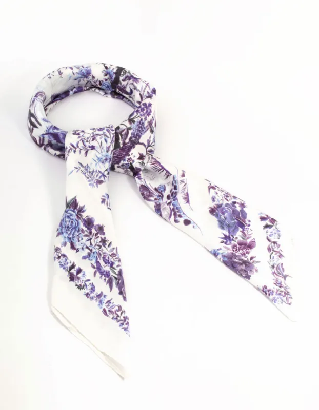 Dainty Purple Floral Fabric Scarf sold by lovisa
