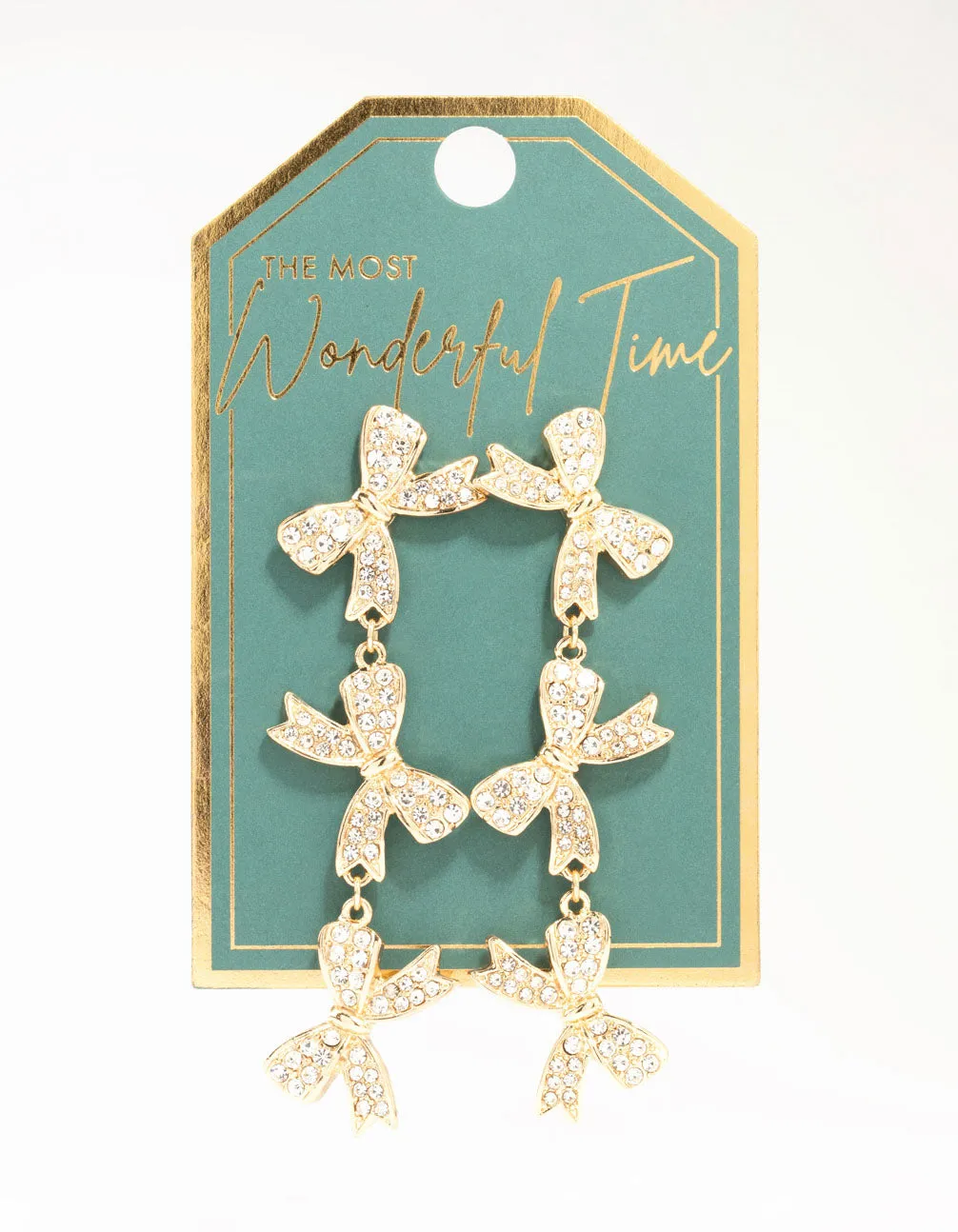 Gold Diamante Bows Drop Earrings sold by lovisa product image thumbnail 4