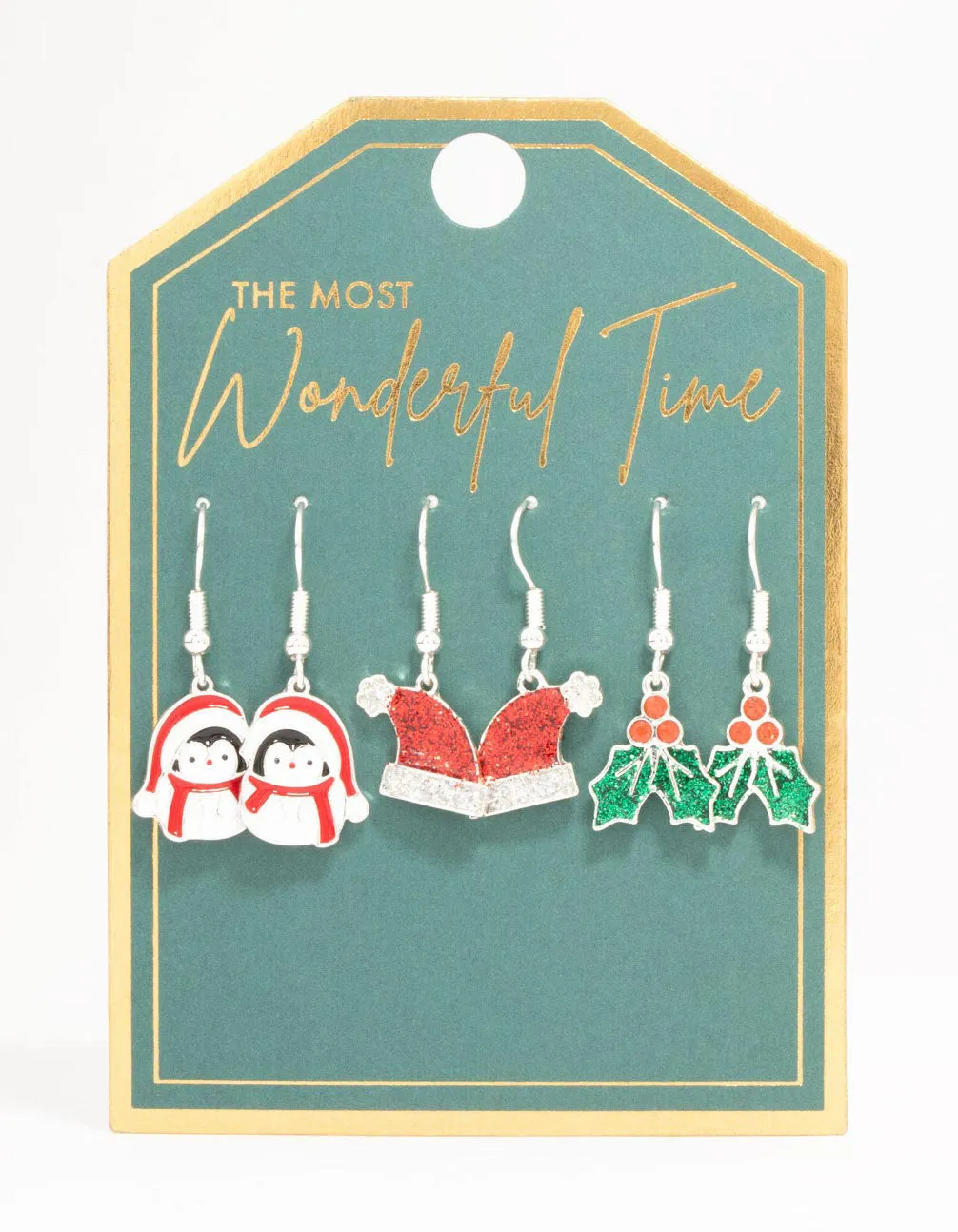 Silver Holly, Santa & Penguin Drop Earrings 3-Pack sold by lovisa product image thumbnail 3