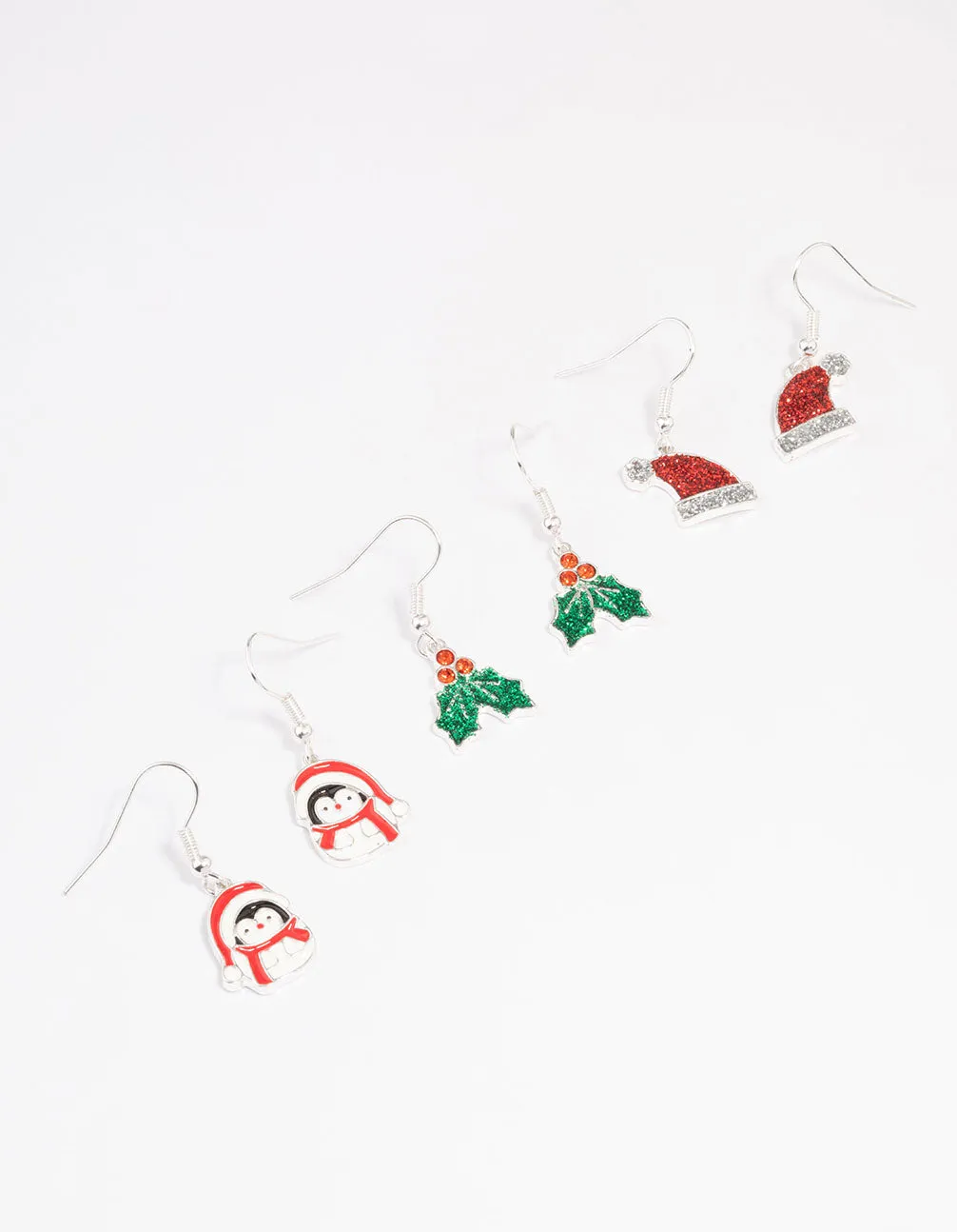 Silver Holly, Santa & Penguin Drop Earrings 3-Pack sold by lovisa product image thumbnail 2