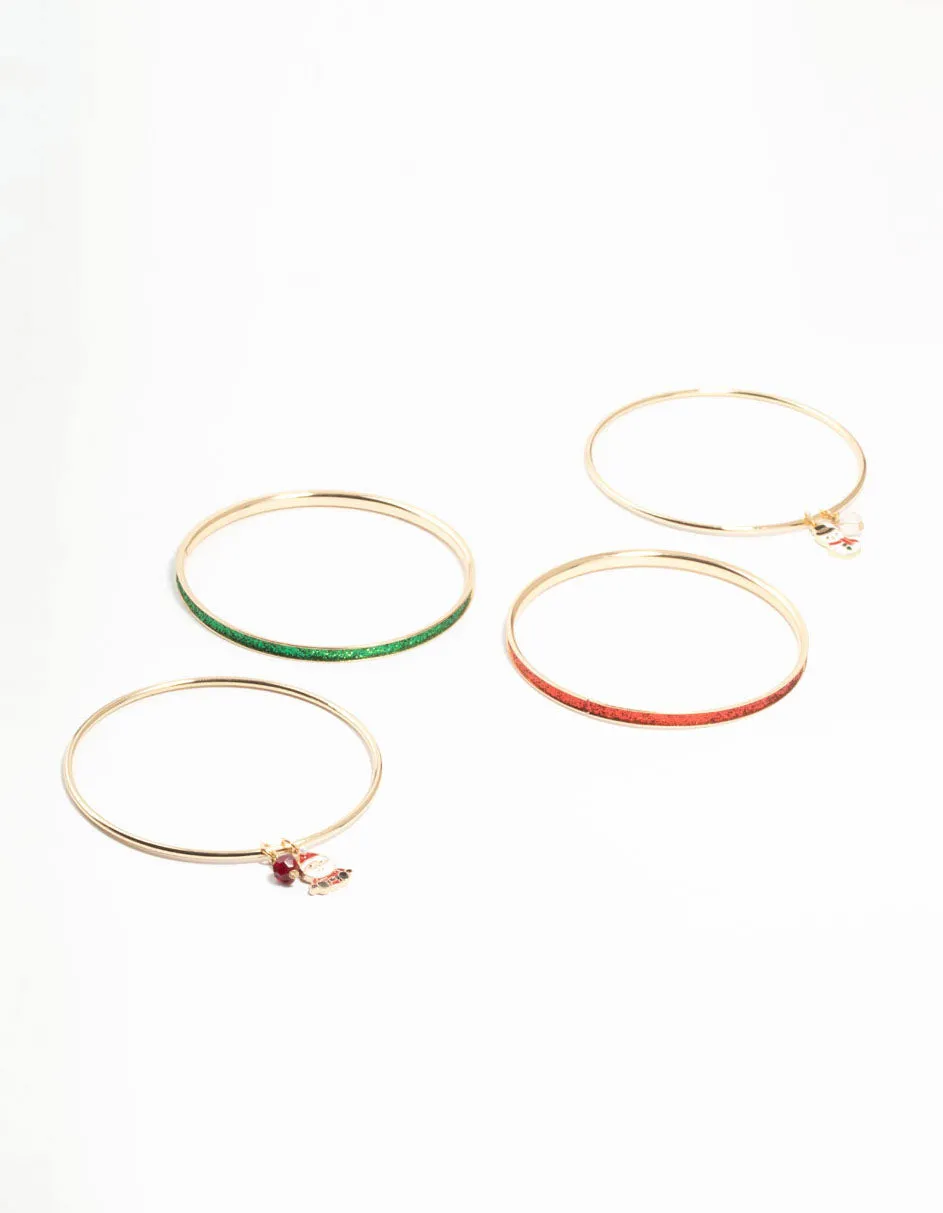 Enamel Santa & Red Bead Gold Charm Bangle sold by lovisa product image thumbnail 3