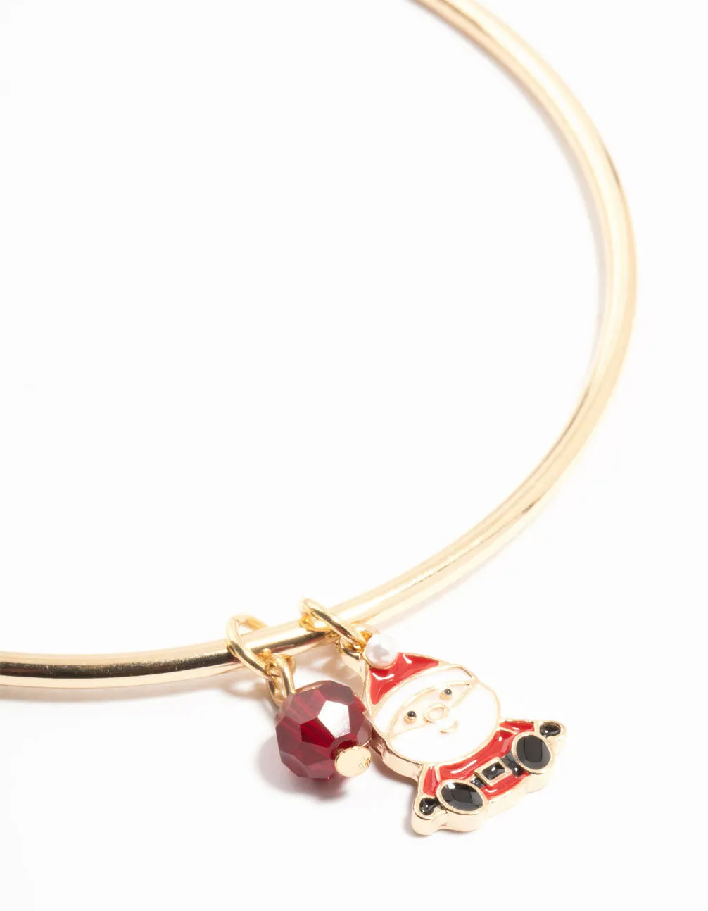 Enamel Santa & Red Bead Gold Charm Bangle sold by lovisa