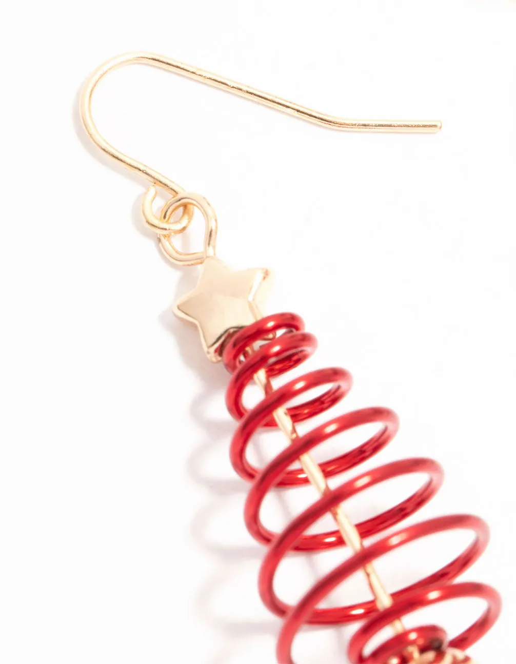 Red & Gold Spiral Tree Drop Earrings sold by lovisa product image thumbnail 2