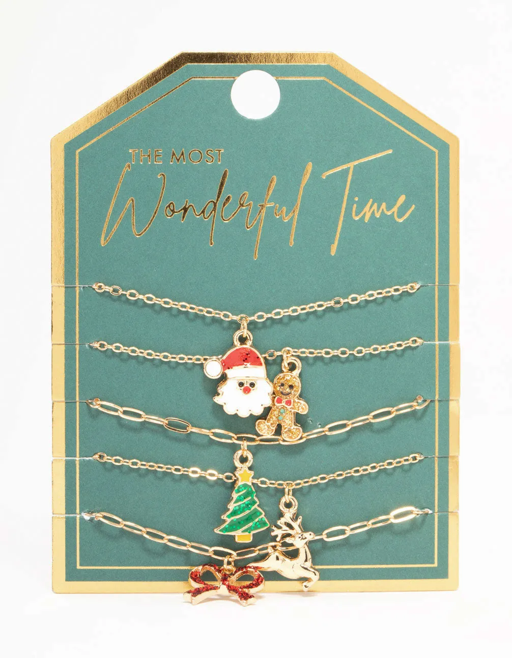 Tree & Santa Gold Charm Bracelets 5-Pack sold by lovisa product image thumbnail 4