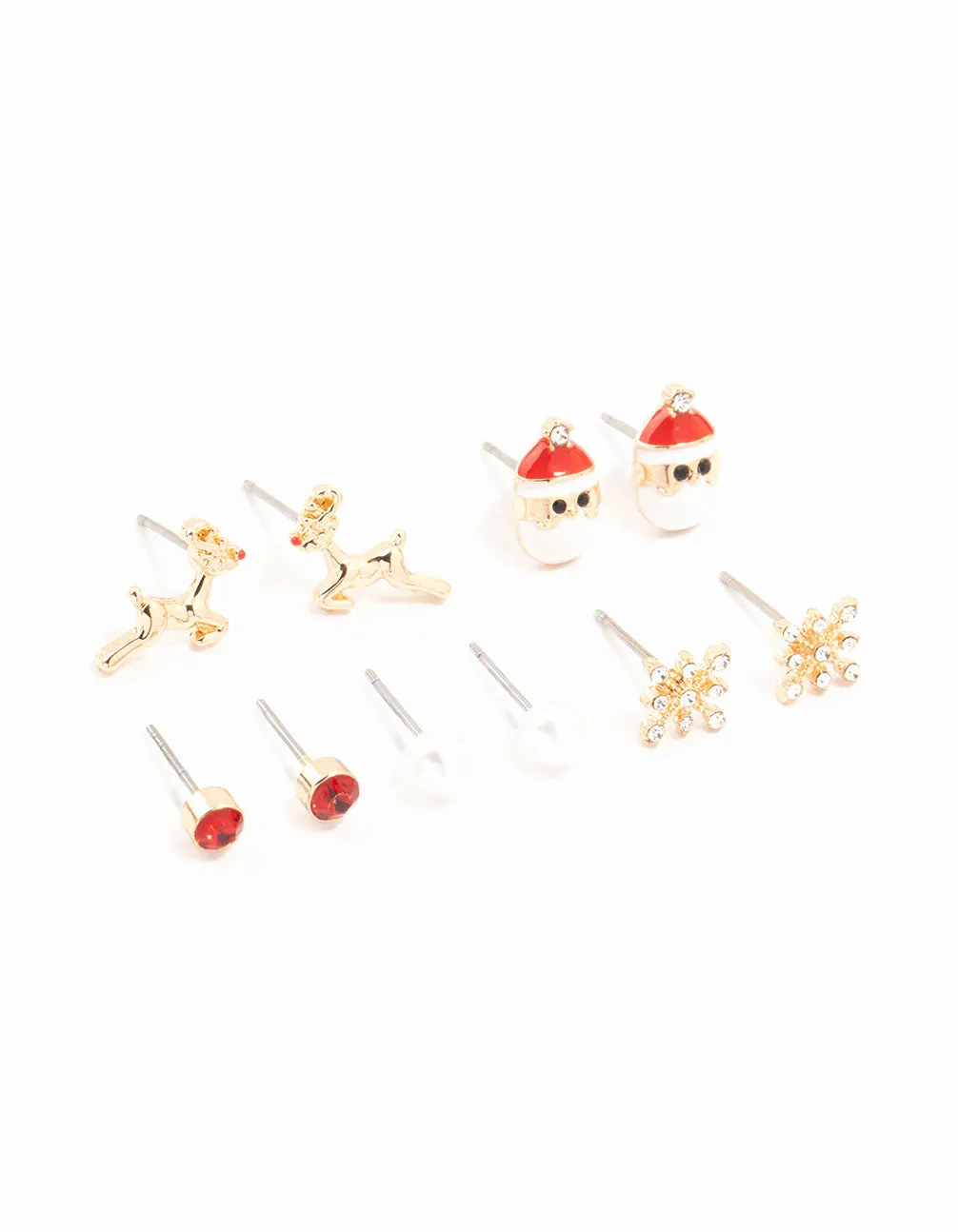 Snowflake, Pearl & Santa Earrings 5-Pack sold by lovisa