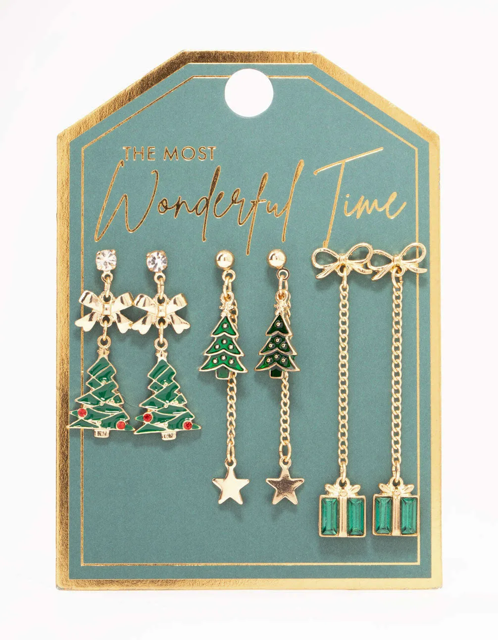 Green Trees & Presents Drop Earrings 3-Pack sold by lovisa product image thumbnail 3
