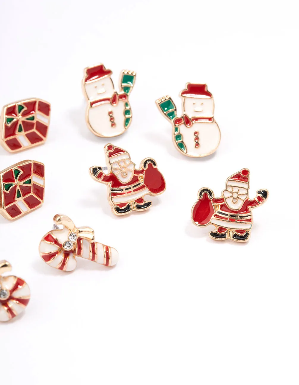 Present & Candy Cane Enamel Stud Earrings 5-Pack sold by lovisa product image thumbnail 2