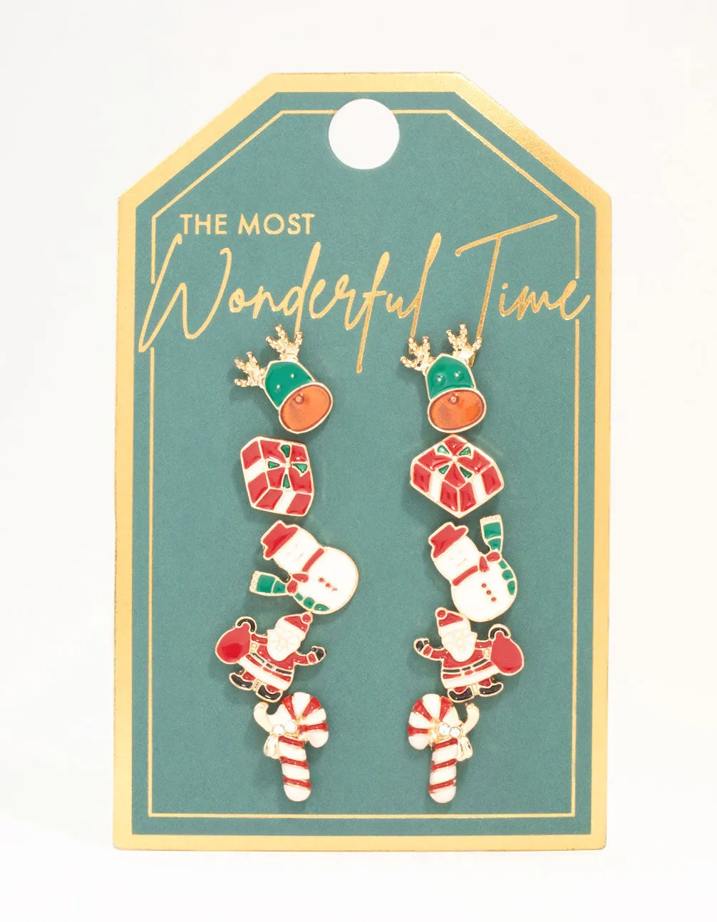 Present & Candy Cane Enamel Stud Earrings 5-Pack sold by lovisa product image thumbnail 3