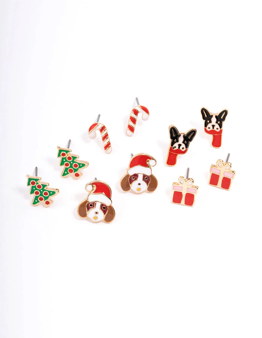 Festive Dog & Present Stud Earrings 5-Pack sold by lovisa