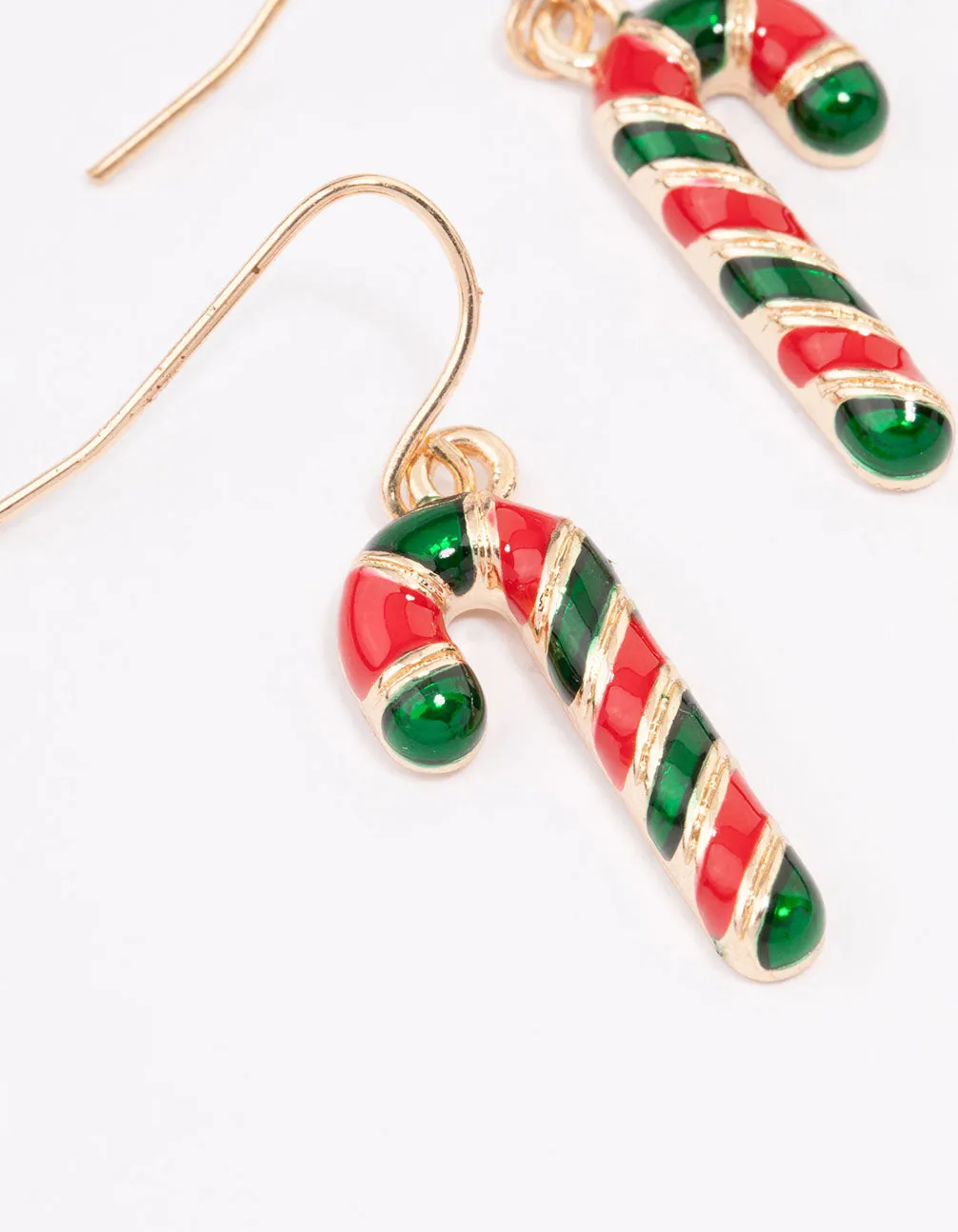 Red & Green Candy Cane Enamel Drop Earrings sold by lovisa product image thumbnail 2