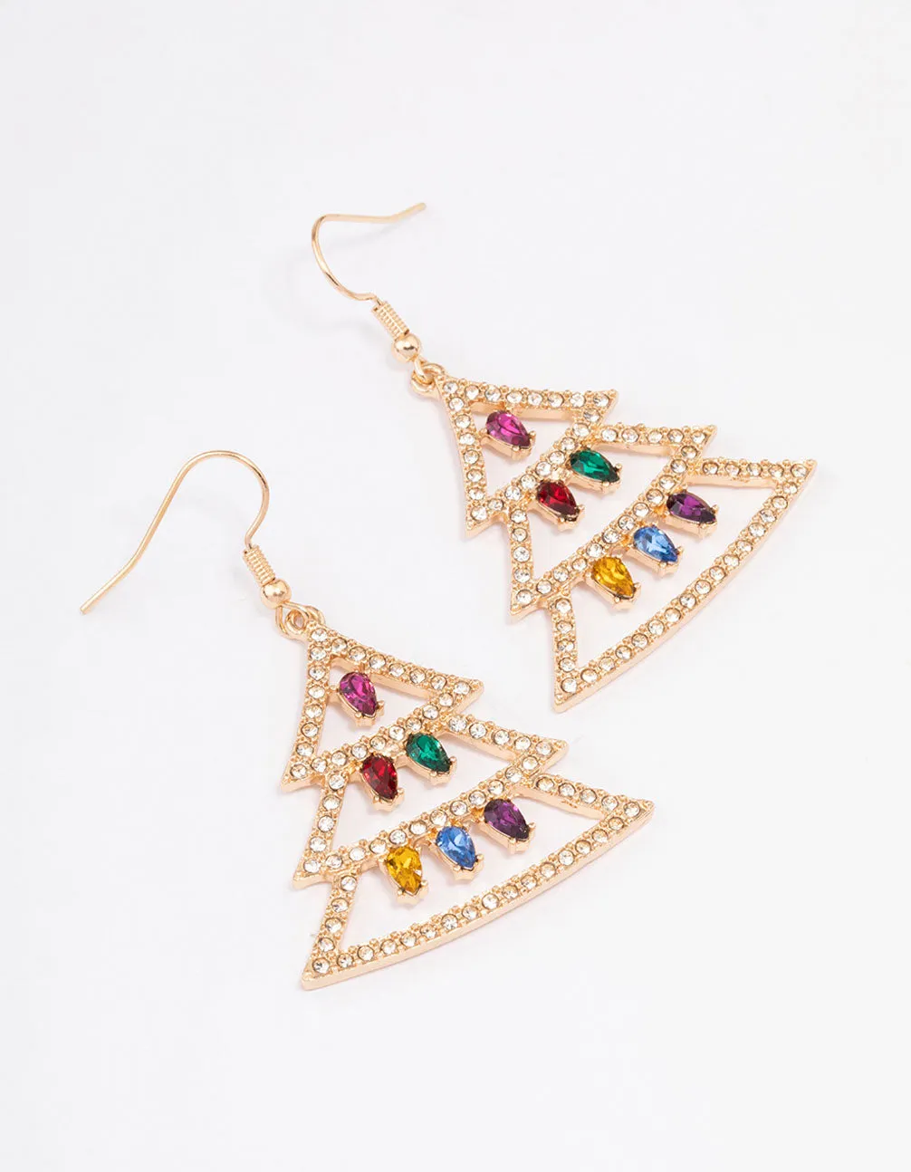Diamante Xmas Tree & Lights Drop Earrings sold by lovisa