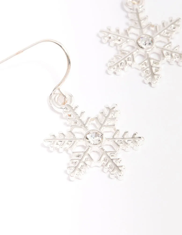 Small Diamante Snowflake Silver Drop Earrings sold by lovisa product image thumbnail 2