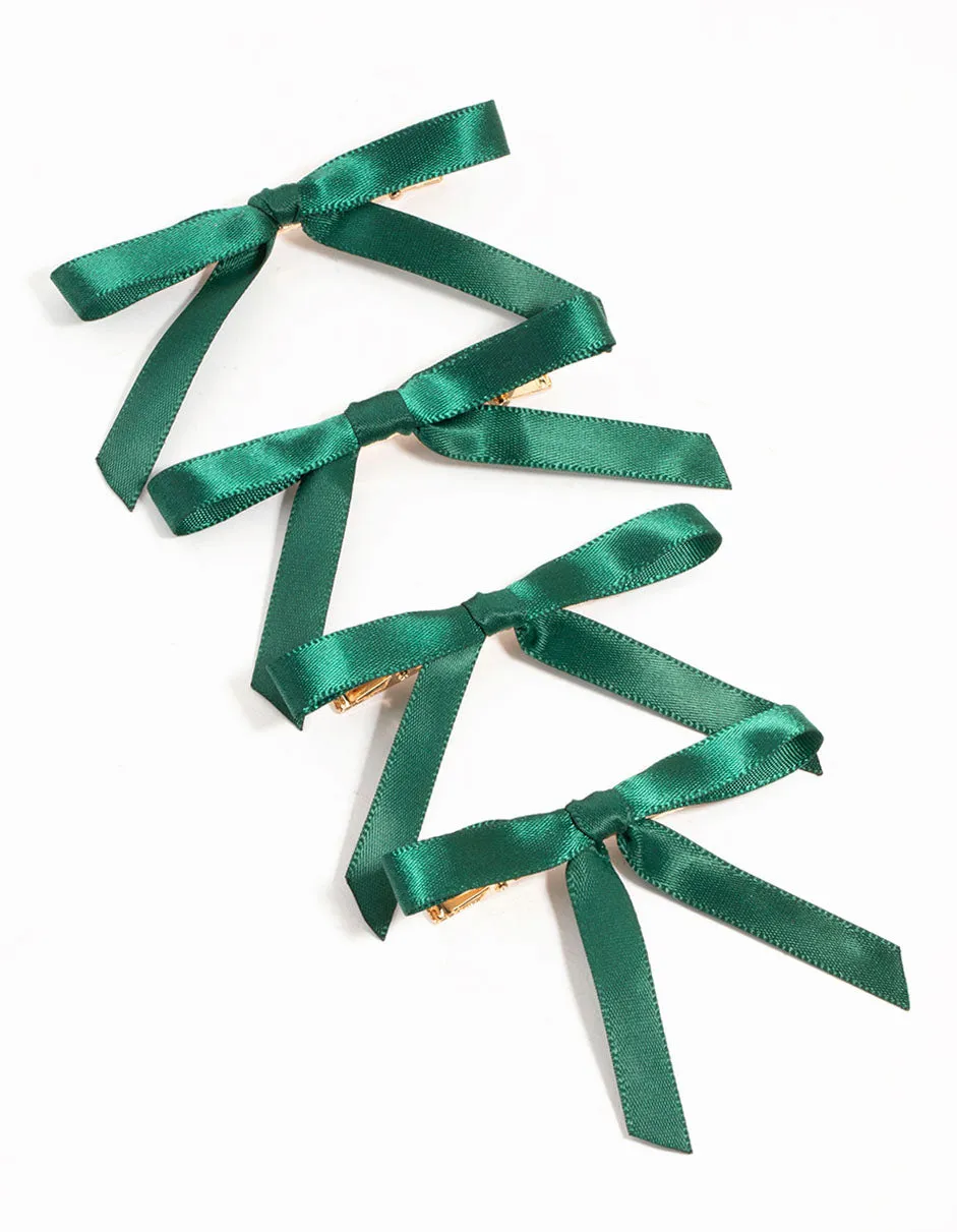 Mini Green Satin Bows 4-Pack sold by lovisa