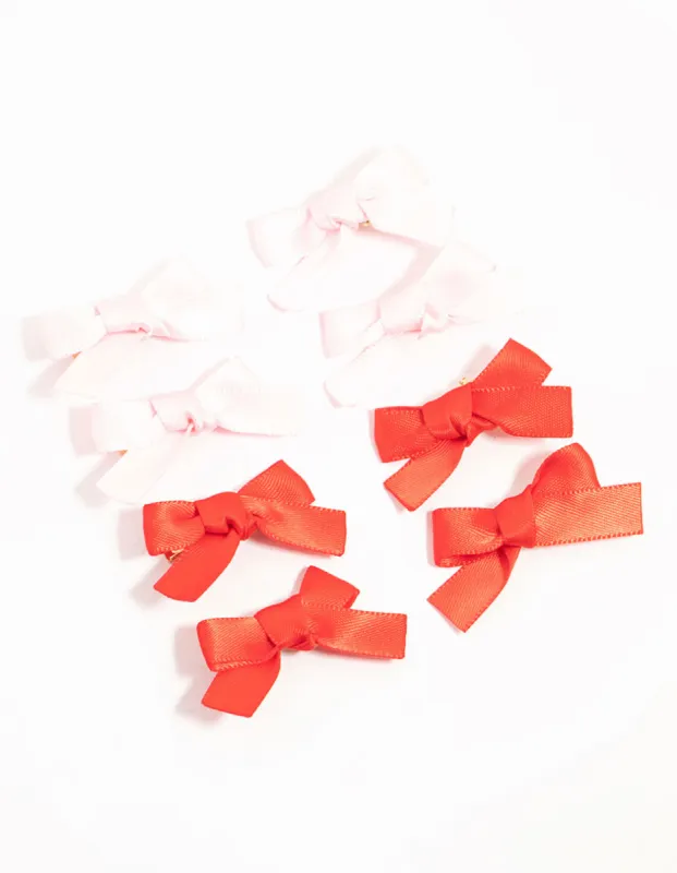 Mini Red & Pink Bow Clips 8-Pack sold by lovisa