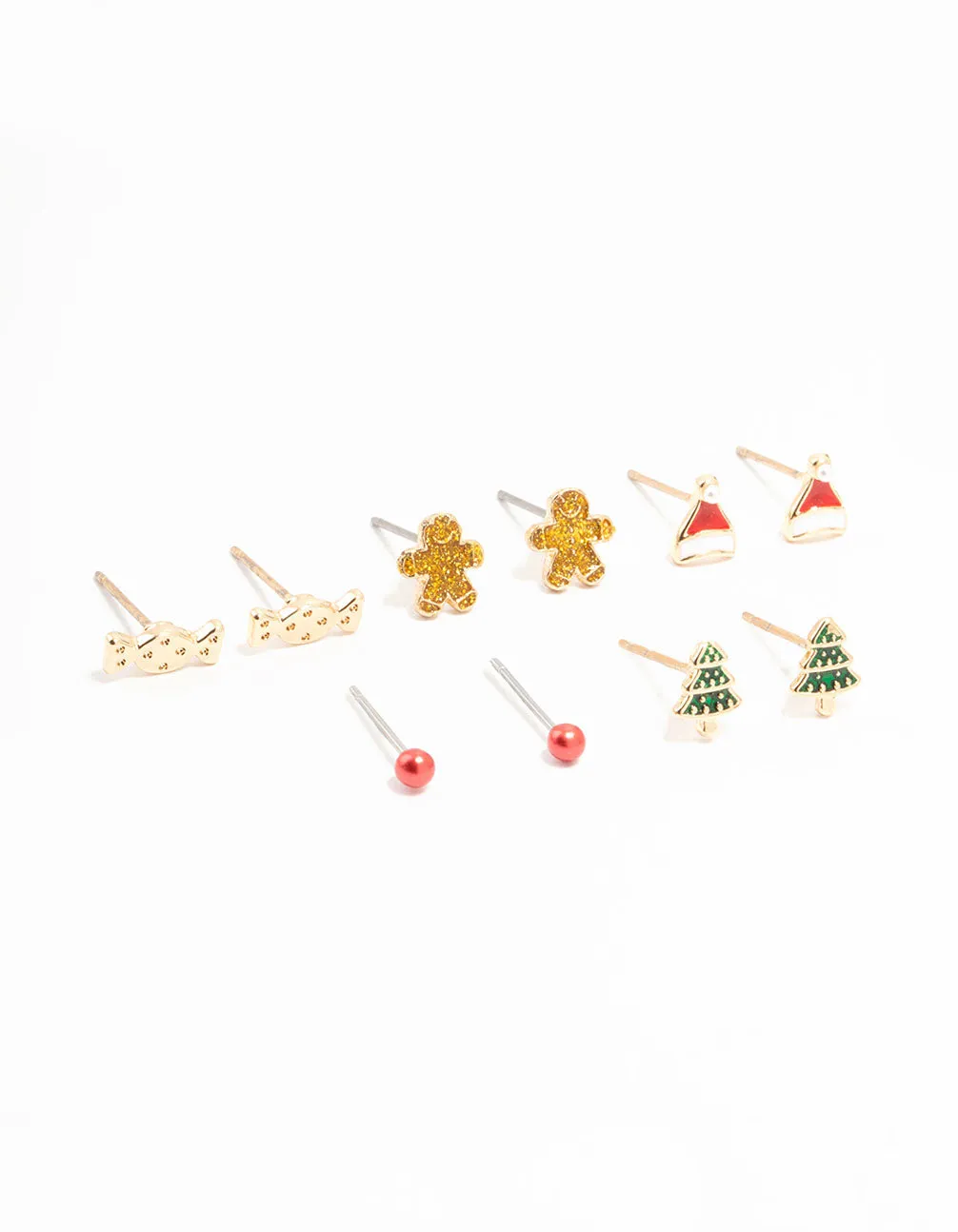 Candy & Tree Small Gold Stud Earrings 5-Pack sold by lovisa product image thumbnail 4