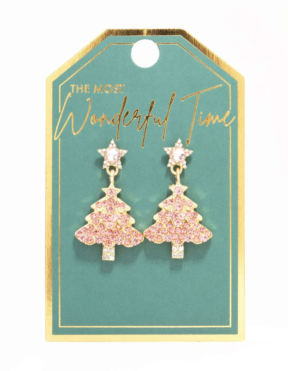 Gold Pink Diamante Tree Earrings sold by lovisa product image thumbnail 5