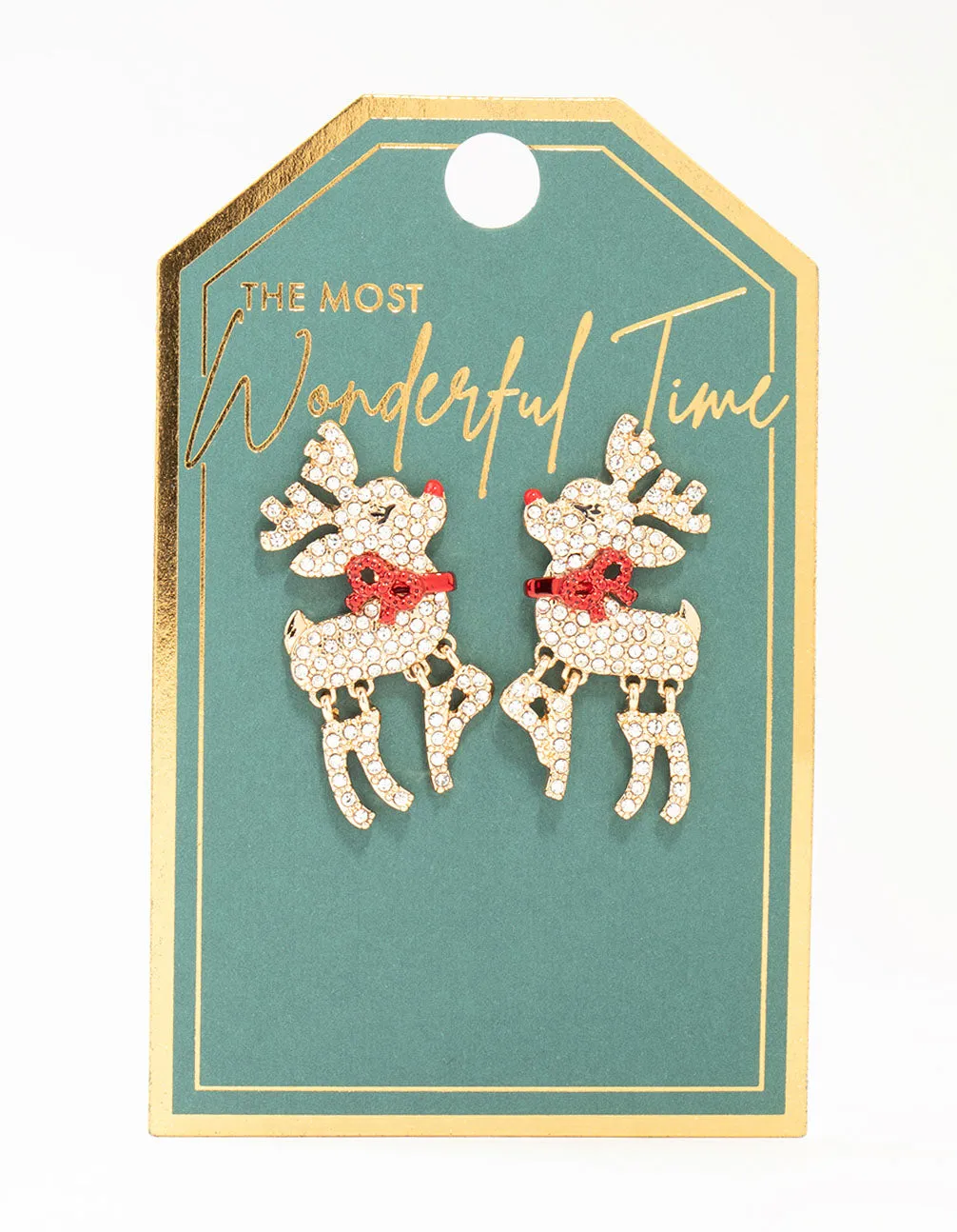 Gold Diamante Red Nosed Reindeer Earrings sold by lovisa product image thumbnail 3