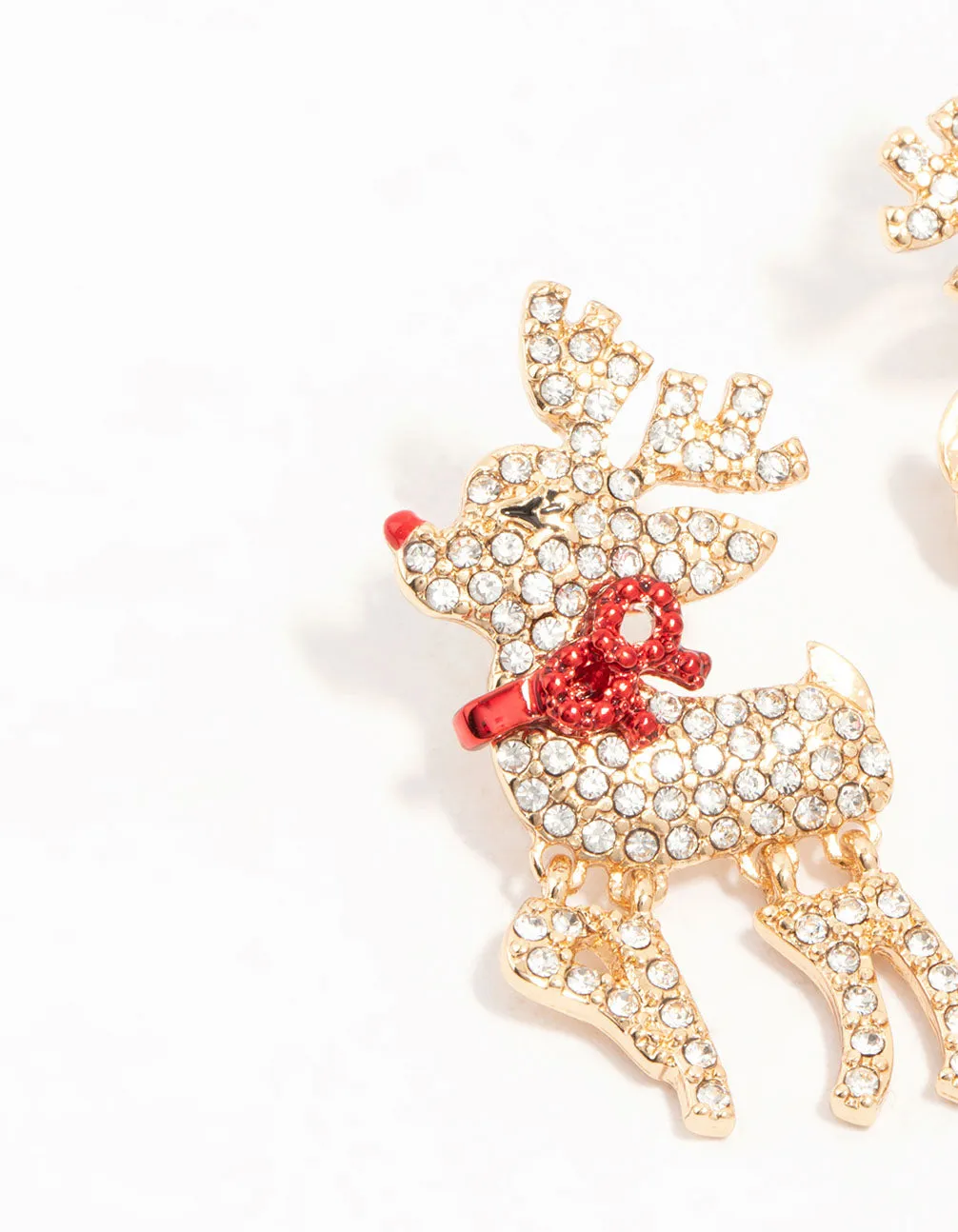 Gold Diamante Red Nosed Reindeer Earrings sold by lovisa product image thumbnail 2