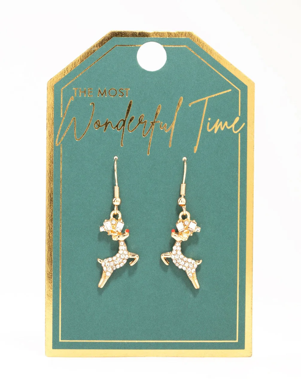 Gold Jumping Diamante Reindeer Earrings sold by lovisa product image thumbnail 3