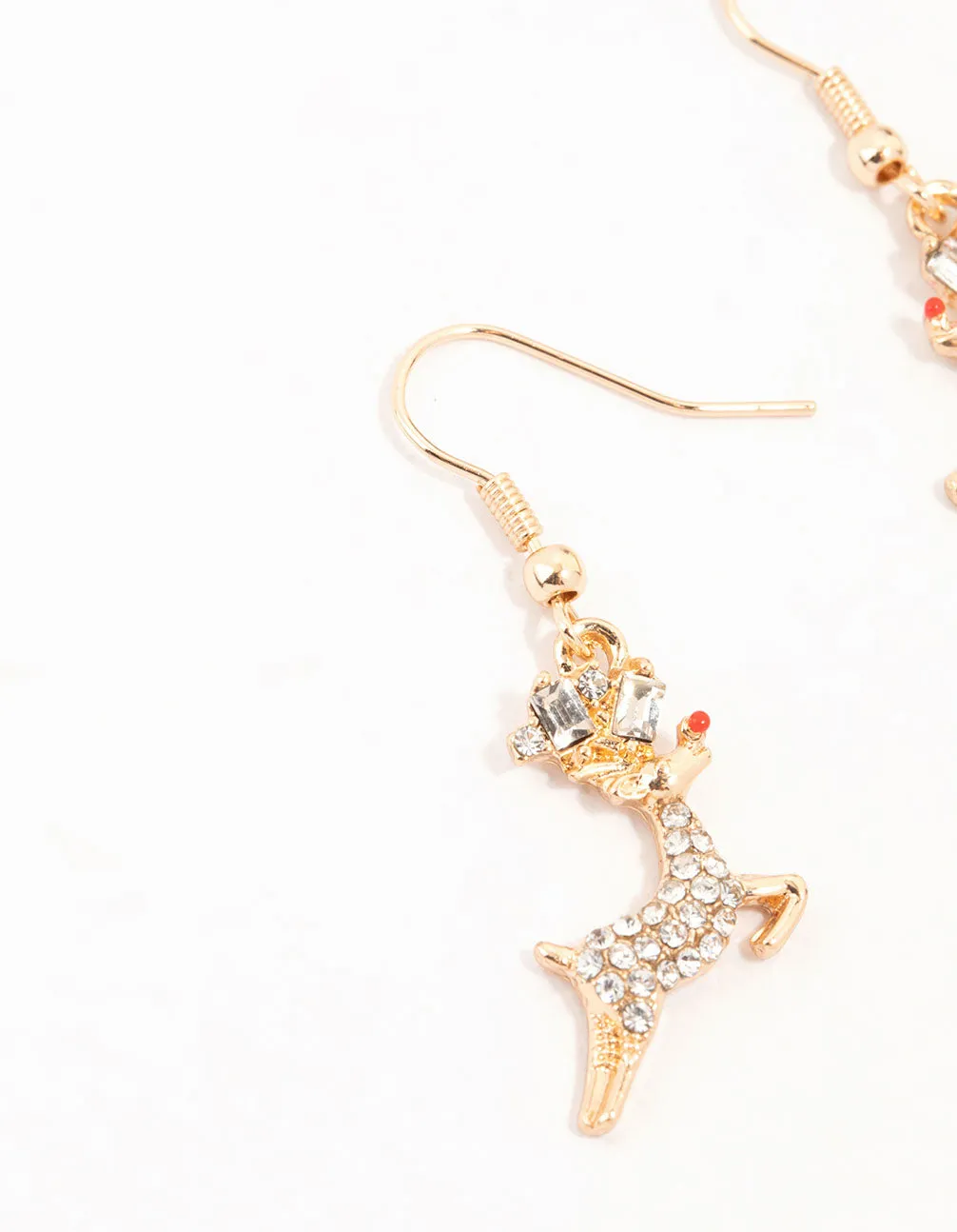 Gold Jumping Diamante Reindeer Earrings sold by lovisa product image thumbnail 2