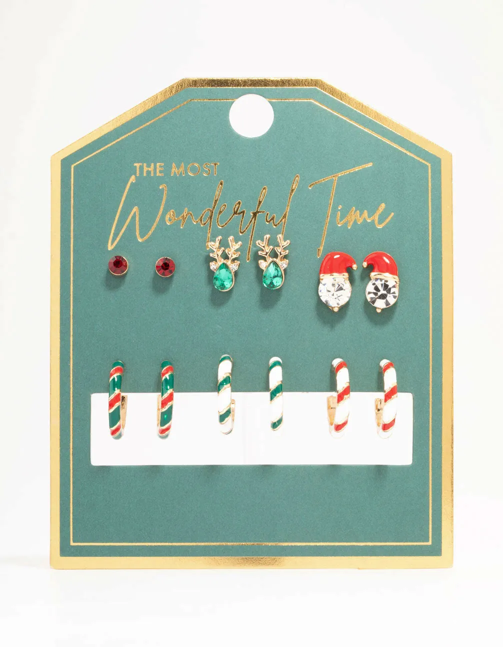 Candy Cane Hoop & Stud Earrings 6-Pack sold by lovisa