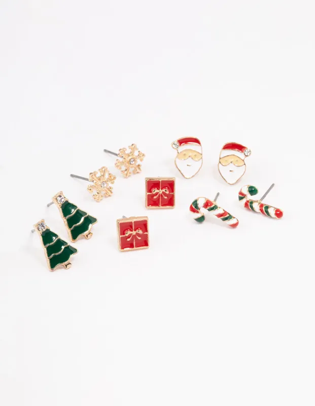 Snowflake & Present Earrings 5-Pack sold by lovisa