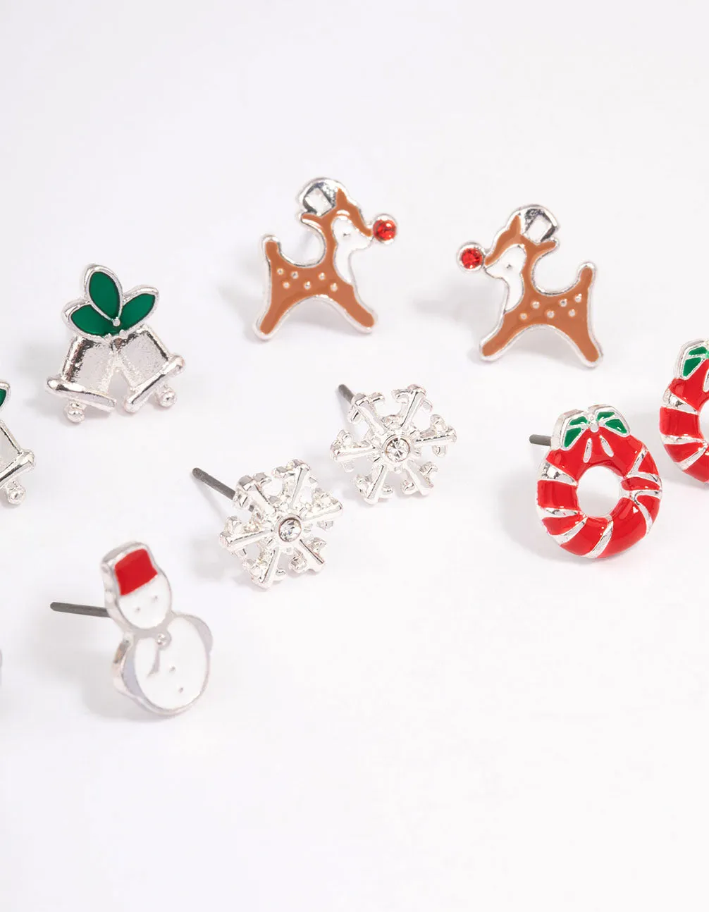 Snowman & Wreath Enamel Stud Earrings 5-Pack sold by lovisa product image thumbnail 2