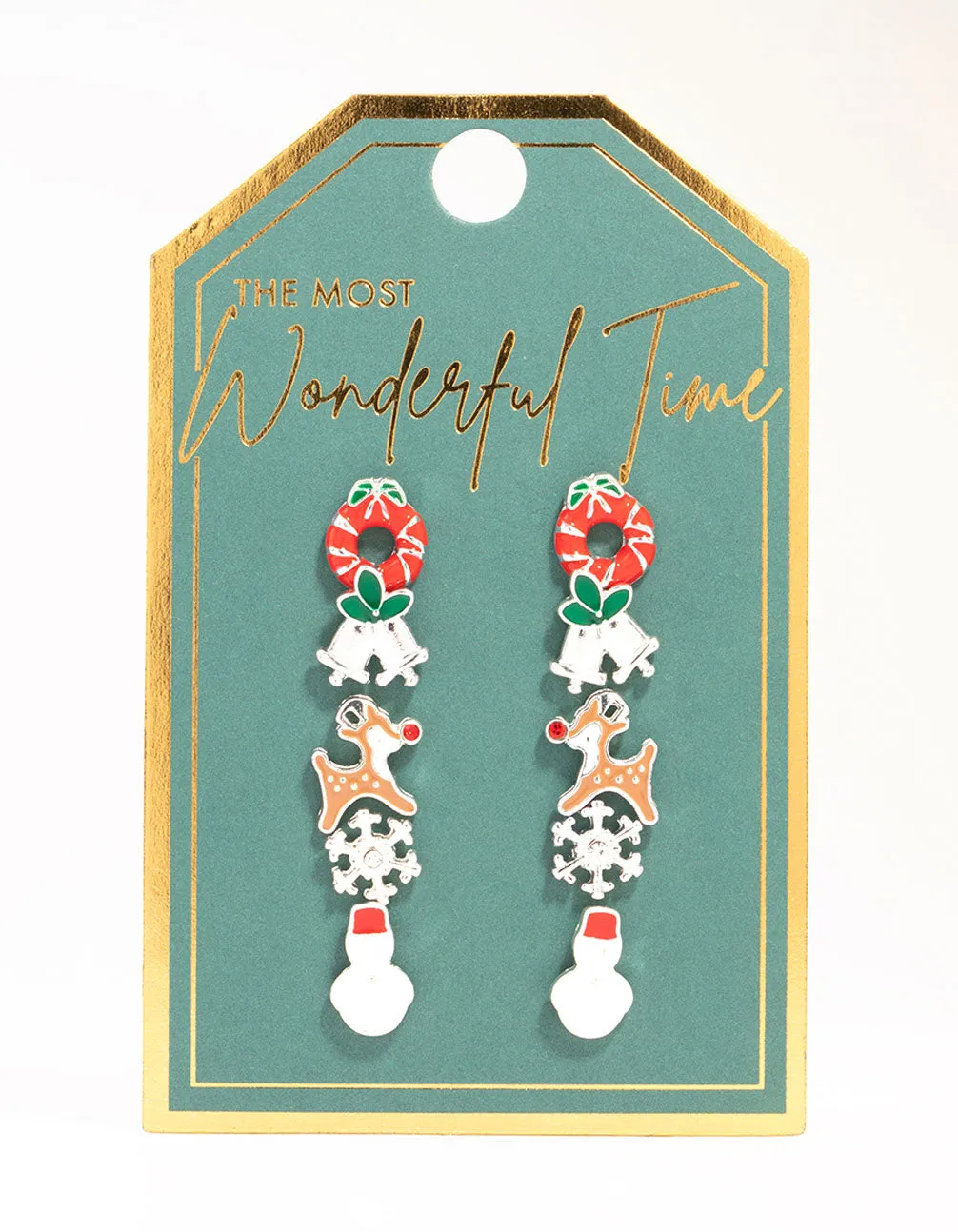 Snowman & Wreath Enamel Stud Earrings 5-Pack sold by lovisa product image thumbnail 3