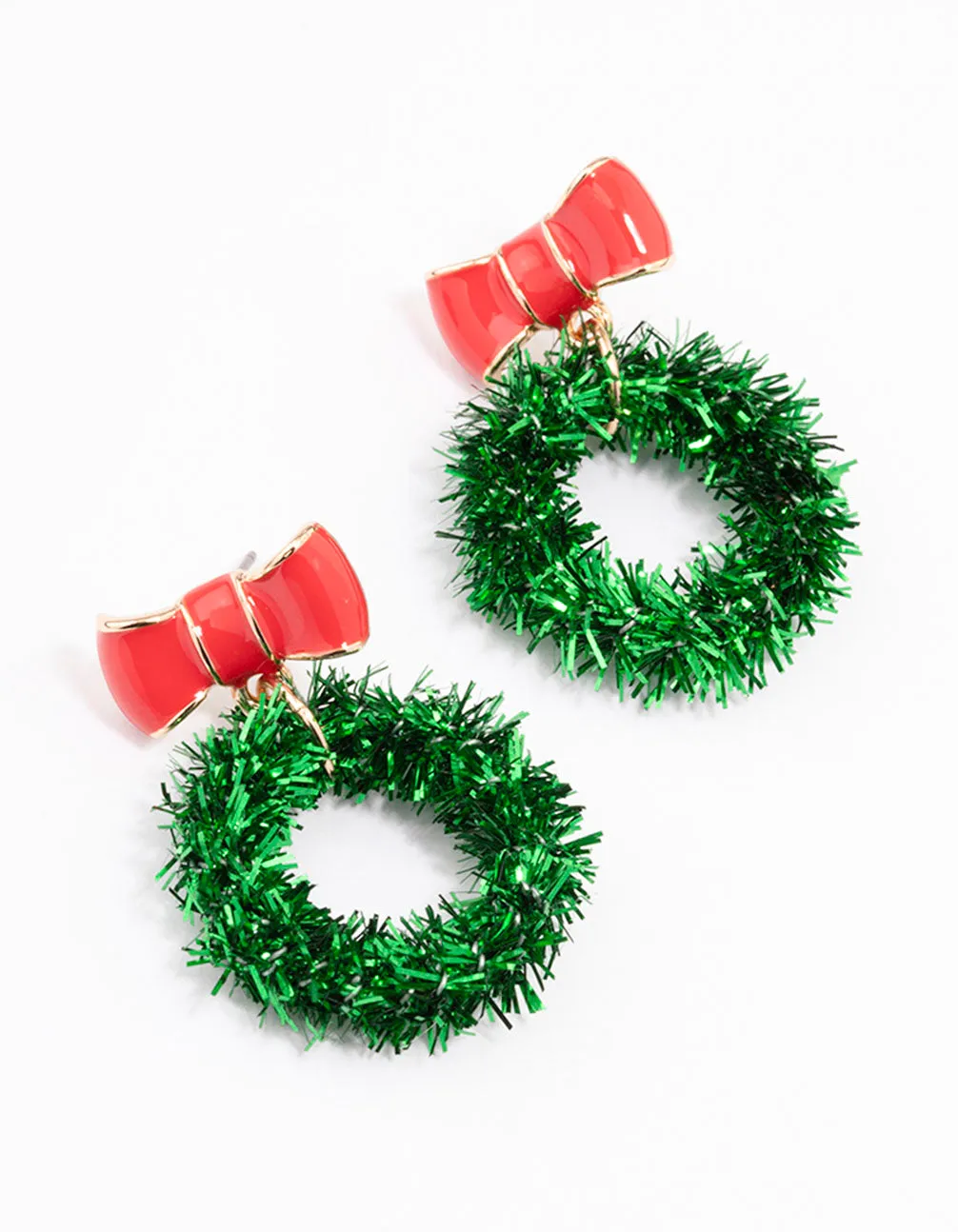 Green Tinsel Wreath Drop Earrings sold by lovisa