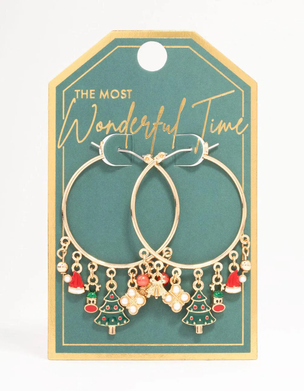 Gold Tree & Santa Charm Hoop Earrings sold by lovisa product image thumbnail 3