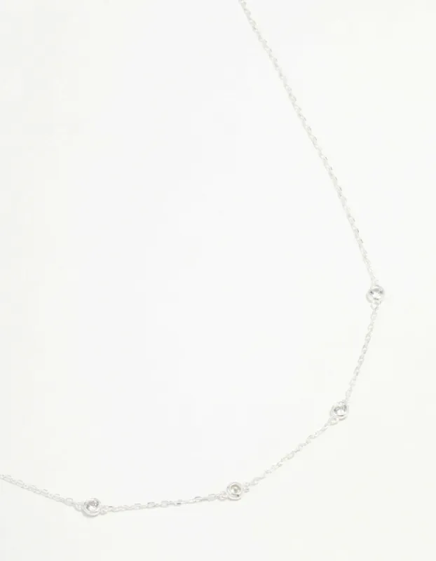 Sterling Silver Circle Cubic Zirconia  Chain Necklace sold by lovisa