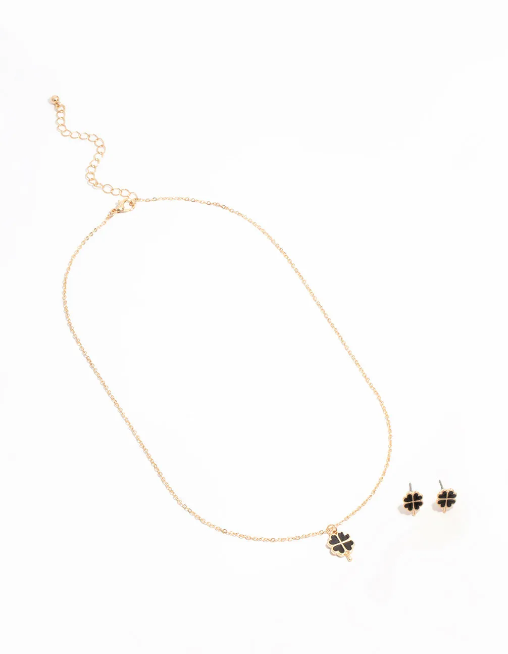 Gold Mini Black Clover Necklace & Earrings Set sold by lovisa product image thumbnail 4