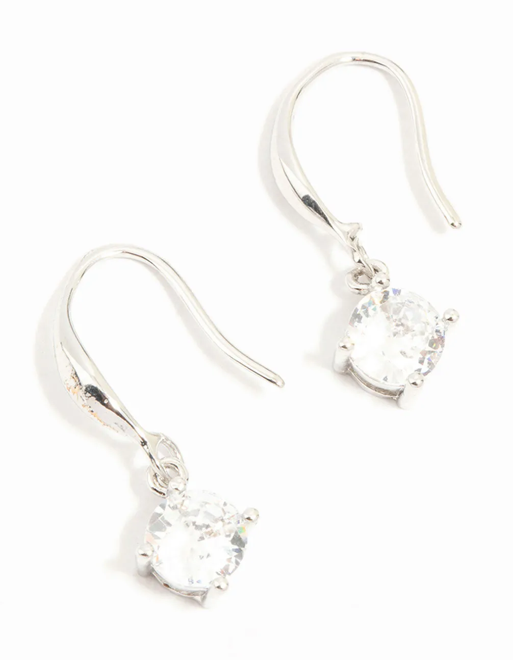 Silver Round Cubic Zirconia Drop Earrings sold by lovisa