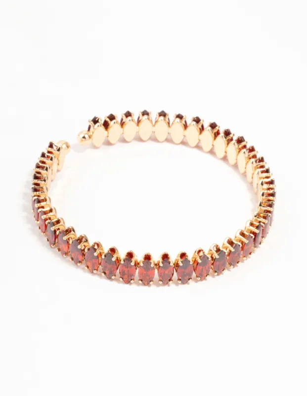 Classic Pink Princess Cubic Zirconia Gold Wrist Cuff sold by lovisa