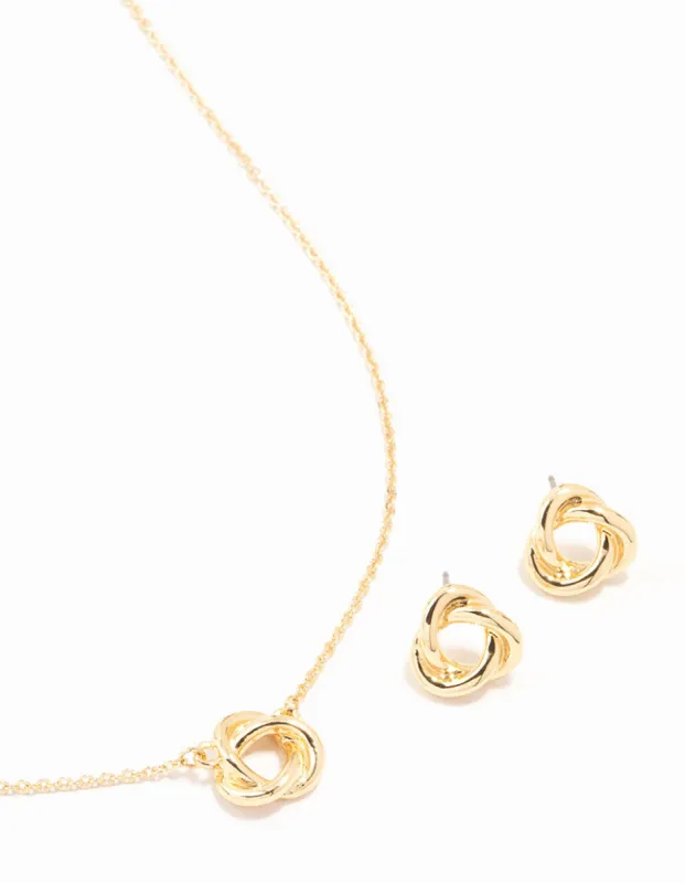 Gold Knotted Necklace & Stud Earrings Set sold by lovisa